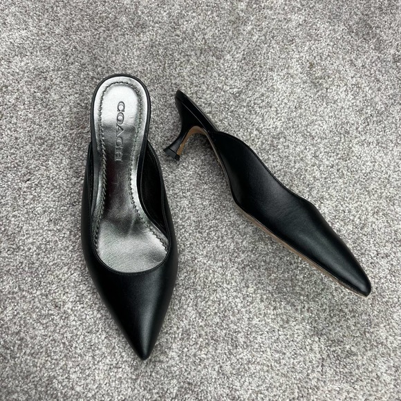 Beautiful Coach Black mule kitten pumps size 7.5 - Picture 8 of 9